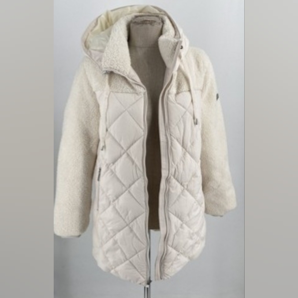Koolaburra By Ugg Ivory Quilted Parka Sherpa Fleece Coat Jacket- Women Small
